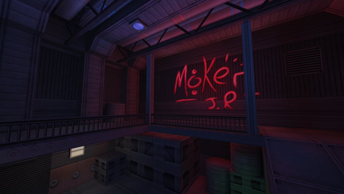 JezzahKP's tweet photo. A preview of the singleplayer Kingpin expansion set in space that I've been working on, all textures hand drawn by yours truly #kingpinlifeofcrime #mapping #retrofps #scifi https://t.co/4GF0TyoKW9