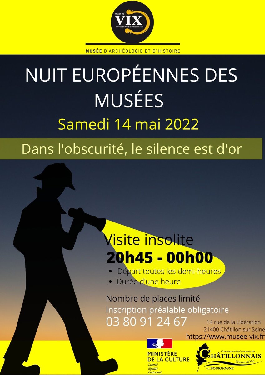 🌛Pour la nuit des musées, rendez vous samedi 14/05 de 20h45 à 00h00 Explorons les collections à la seule lumière d’une torche🤫
Durant 1h, venez découvrir certaines œuvres comme vous ne les avez jamais vues
📞Entrée gratuite - inscription préalable obligatoire au 
03 80 91 24 67