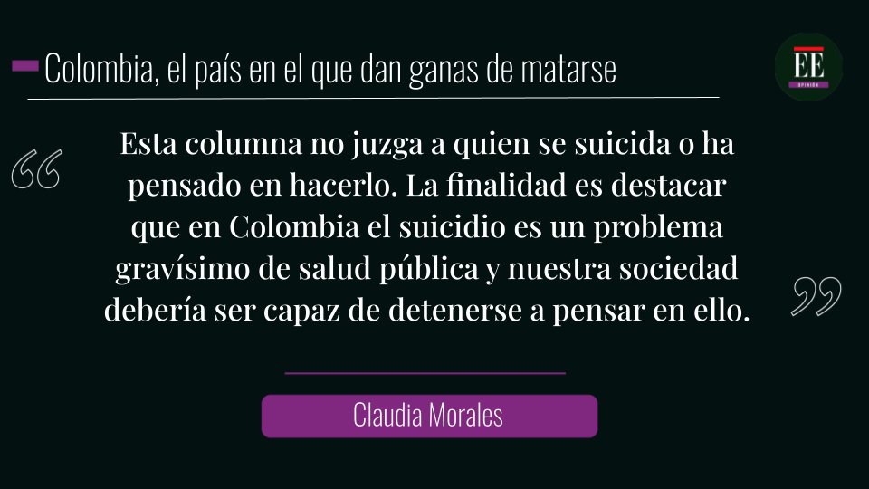 EEopinion's tweet photo. Colombia, el país en el que dan ganas de matarse
https://t.co/UqaKtiLa73
Por: @ClaMoralesM https://t.co/paecGOCuBd