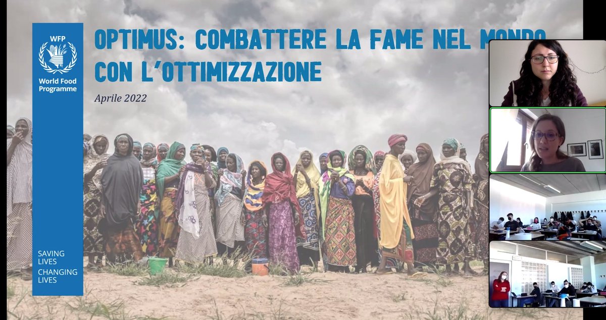 AliceRaffaele1's tweet photo. 6° incontro di #ROARInAzione, seminari per classi 4-5 di scuola superiore aperti a tutti.
Anna Melchiori (@WFP) ha parlato di #OPTIMUS, un software con core #RicercaOperativa per dare assistenza di cibo in un'area in maniera ottima, considerando l'intera #supplychain #ROAR #orms https://t.co/NtG7BRzAxL
