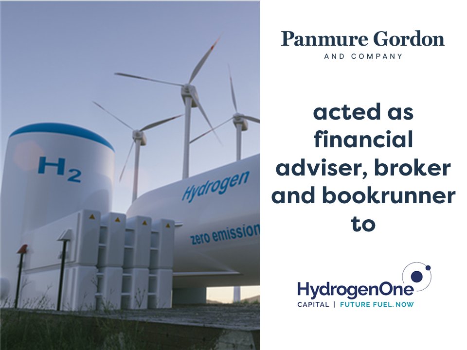 PanmureGordon's tweet photo. We are delighted to announce that @PanmureGordon  acted as #financialadviser, #broker and #bookrunner to @HydrogenoneC on its oversubscribed £21.5 million fundraise. Thanks to all involved. More news here: https://t.co/hvX6329WuG #panmuregordon #investmentbank https://t.co/ZMa1EKoLVr