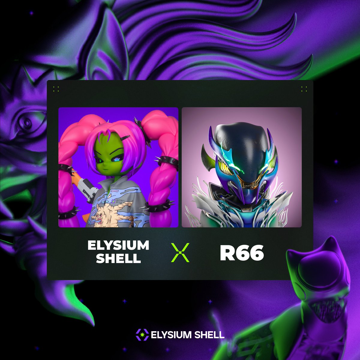Elysium Shell X R66 

R66 is a futuristic toy store collab with our lead artist <a href="/equ1noz/">equinoz</a>. The artist <a href="/n_replyanski/">R66.eth / Nikita Replyanski</a> will also join our creator live stream on 4/11!

Giving away 3 E-WL👇
• Follow <a href="/elysium_system/">ElysiumShell</a> <a href="/R66_Space/">R66 Space</a>
• RT+💚+ tag 3 friends 
• Join both discords

⏳48HR