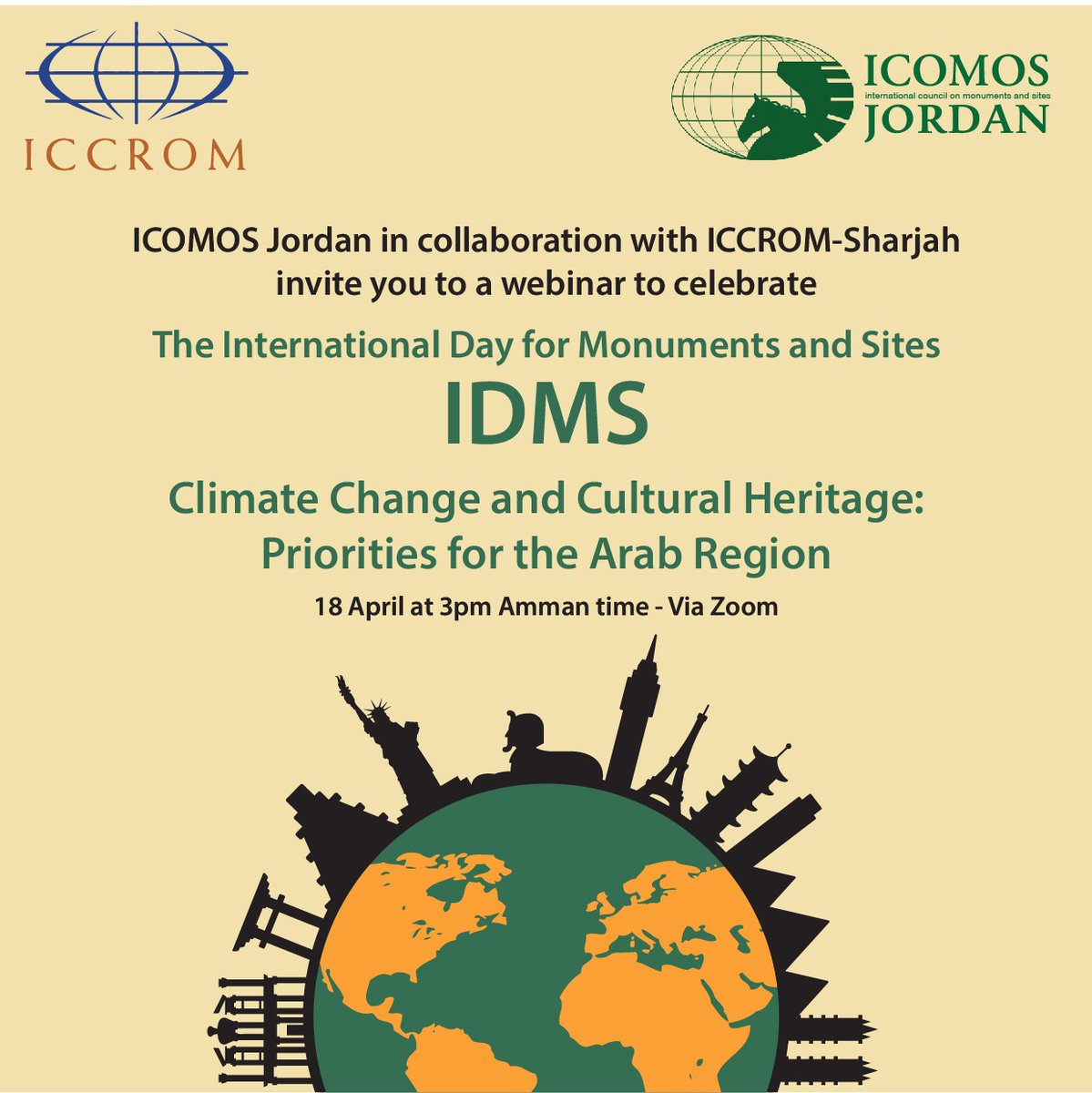 للحضور، يُرجى التسجيل عبر الرابط التالي: 
docs.google.com/.../1FAIpQLSei…
To register:
docs.google.com/.../1FAIpQLSei…
#اليوم_العالمي_للمعالم_والمواقع #التغير_المناخي #الثقافة #إيكوموس_الأردن #إيكروم_الشارقة
#IDMS #International_Day_for_Monuments_and_Sites #Climate_change #Webinar #Culture