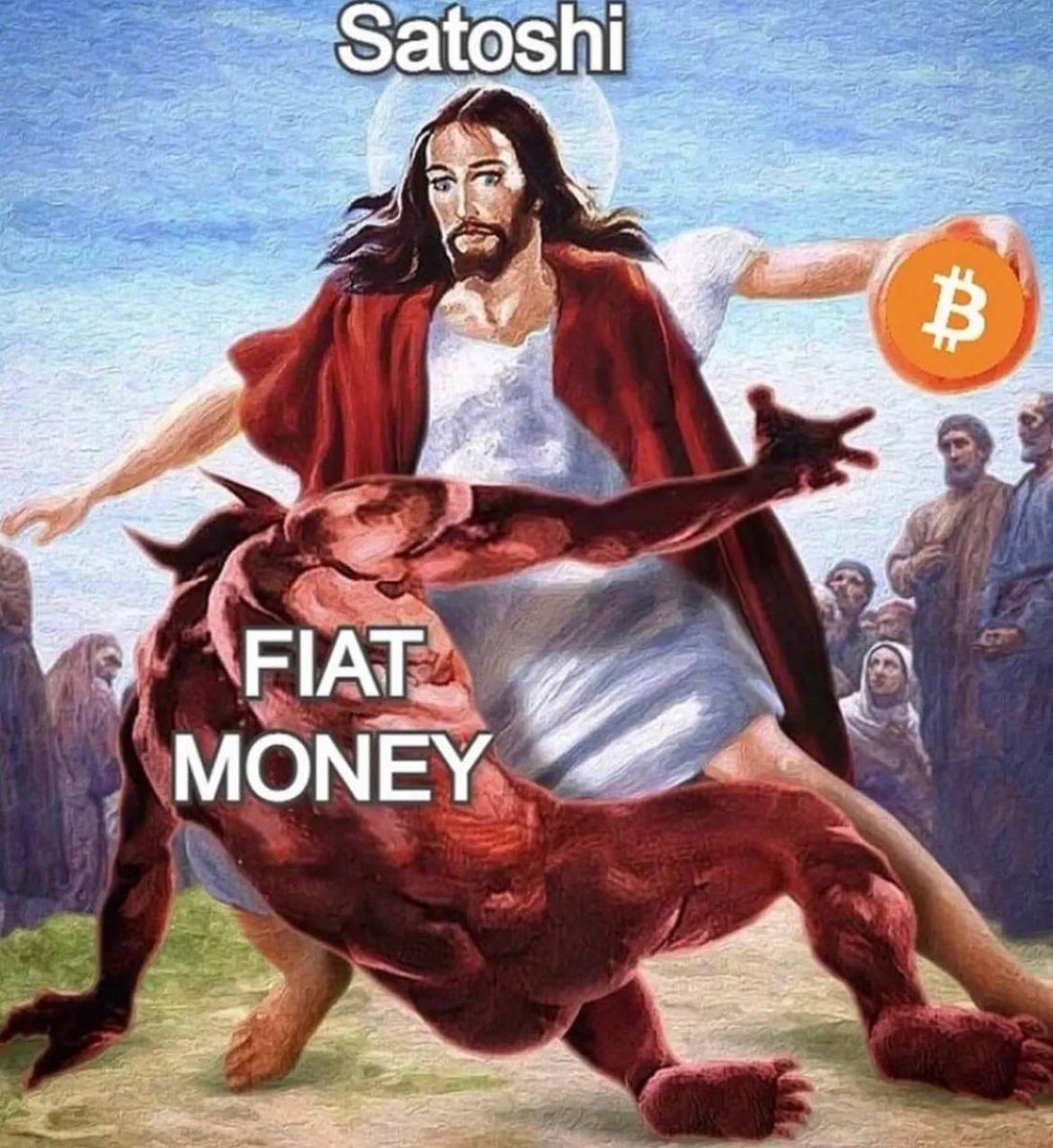 devinps's tweet photo. Just came across this meme made by some crypto enthusiast. Unsurprising but still wild to see the theologies of money continue, no matter the era or technology. 

#cryptofaith #cryptoreligion #cryptotheology #cryptocurrency https://t.co/ypg2CoQPeh