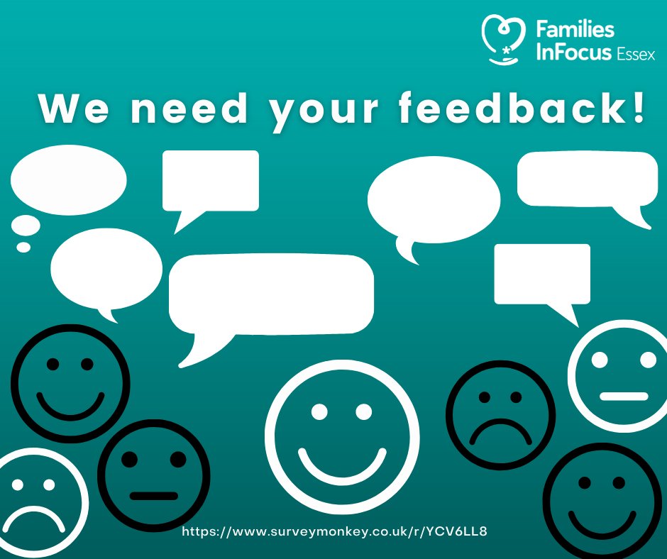 Feedback matters to us!
Have we recently provided you with support from one of our Team? If so, we would love to hear from you!  Please complete the questionnaire via the survey monkey link 
surveymonkey.co.uk/r/YCV6LL8
Thank you for your support! #EssexSEND #EssexCharity #Feedback