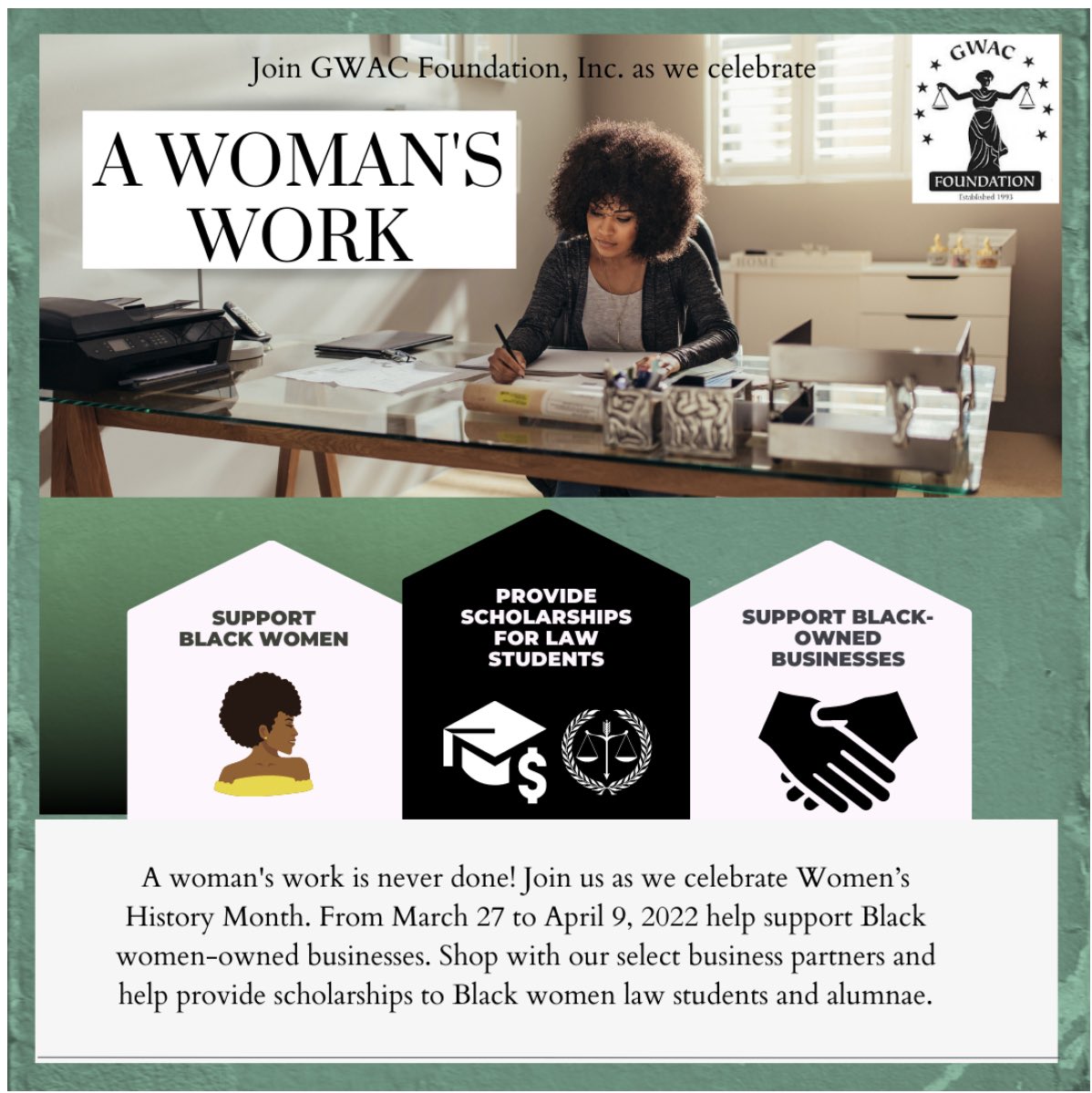 LovelyLainee's tweet photo. Iโve raised $125 to support the GWAC Foundation for its "A Woman's Work," a campaign to provide scholarships to Black women law students and alumnae. TWO DAYS to my goal of $250. https://t.co/dScBADAeKO
#SupportBlackWomen #BlackOwnedBusiness #SupportLawStudents #SupportLawGrads https://t.co/kxdHLZi64g