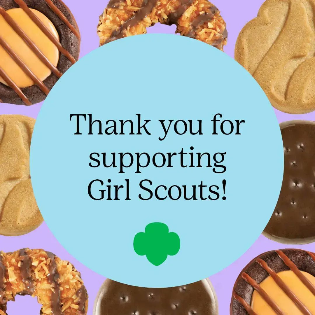 GSHeartofNJ's tweet photo. Thank YOU for supporting Girl Scouts and the Girl Scout Cookie Program! 💚 🍪 #girlscouts #thankyou #girlscoutcookieprogram #feelgoodfriday https://t.co/JOAWyXxLp0