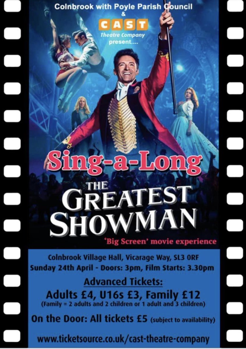 Fancy a bit of a sing-a-long? We are working with the Parish Council to present some movies using the big screen facilities at CVH.
So on Sunday 24th April, we will be presenting Sing-a-long “The Greatest Showman”.
Details as attached.