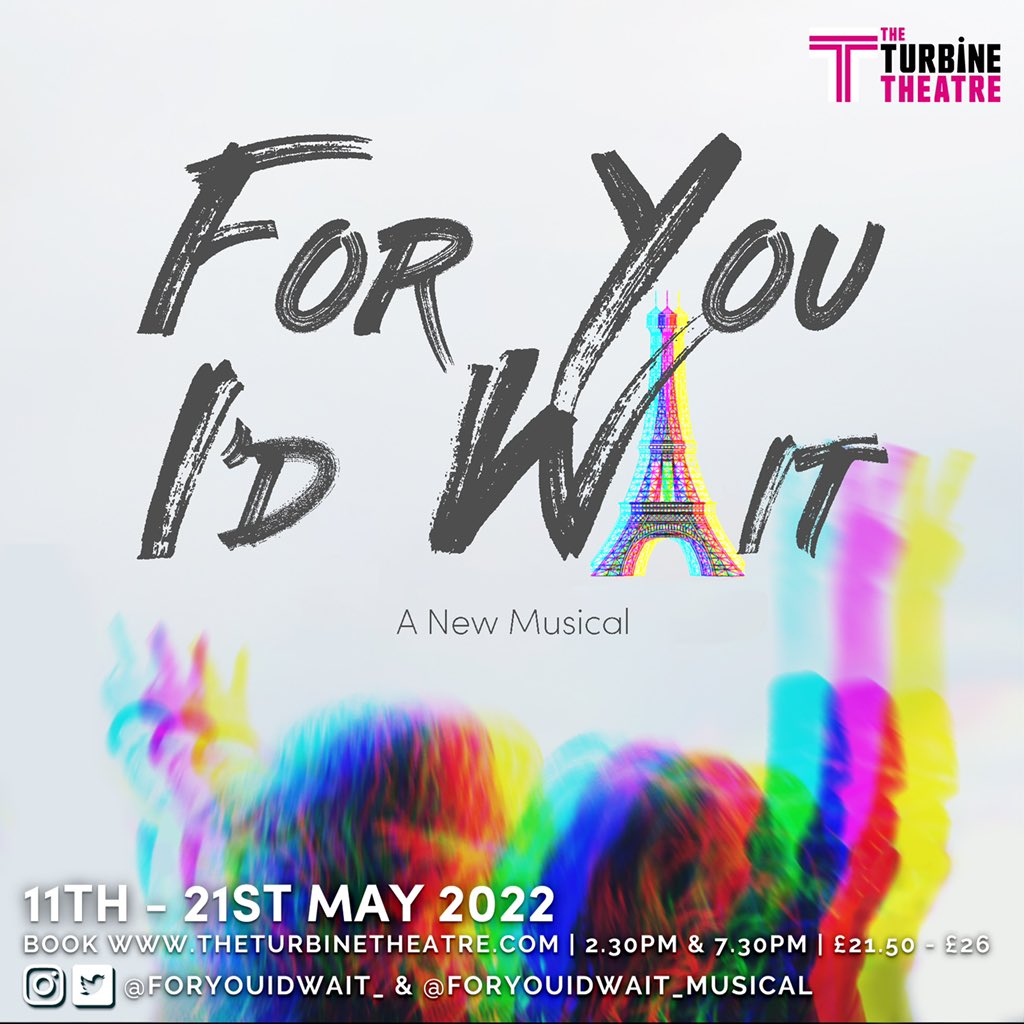 ForYouIdWait_'s tweet photo. The WORLD PREMIERE of FOR YOU I’D WAIT is happening this May @TurbineTheatre 🤍✨💜  

See below for comments from @PaulTaylorMills / @GolbyWest 

GET BOOKING YOUR TICKETS!!!      

https://t.co/SKwF827IGs

🤍✨💜 #foryouidwait https://t.co/KEqbU1fCj5