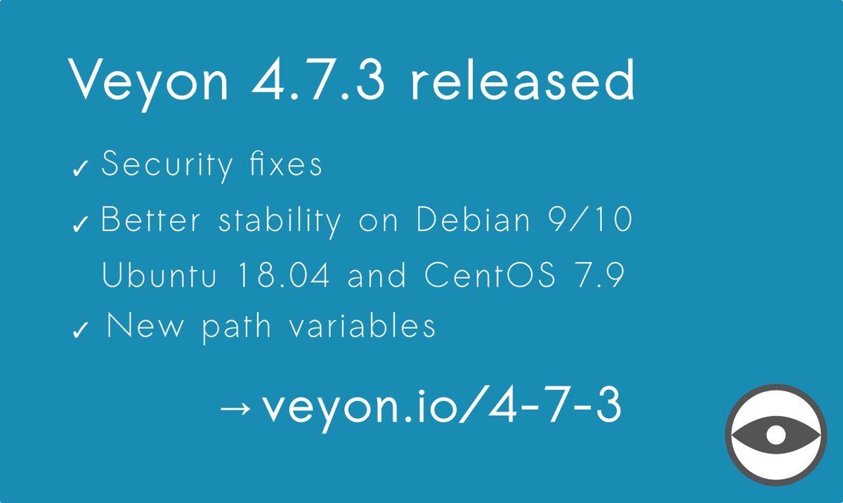 #Veyon 4.7.3 fixes several low-risk security issues on #Linux and ships updated 3rdparty components in the Windows version. It also supports new path variables for more flexibility when working with redirected folders on Windows. More info and downloads at veyon.io/4-7-3