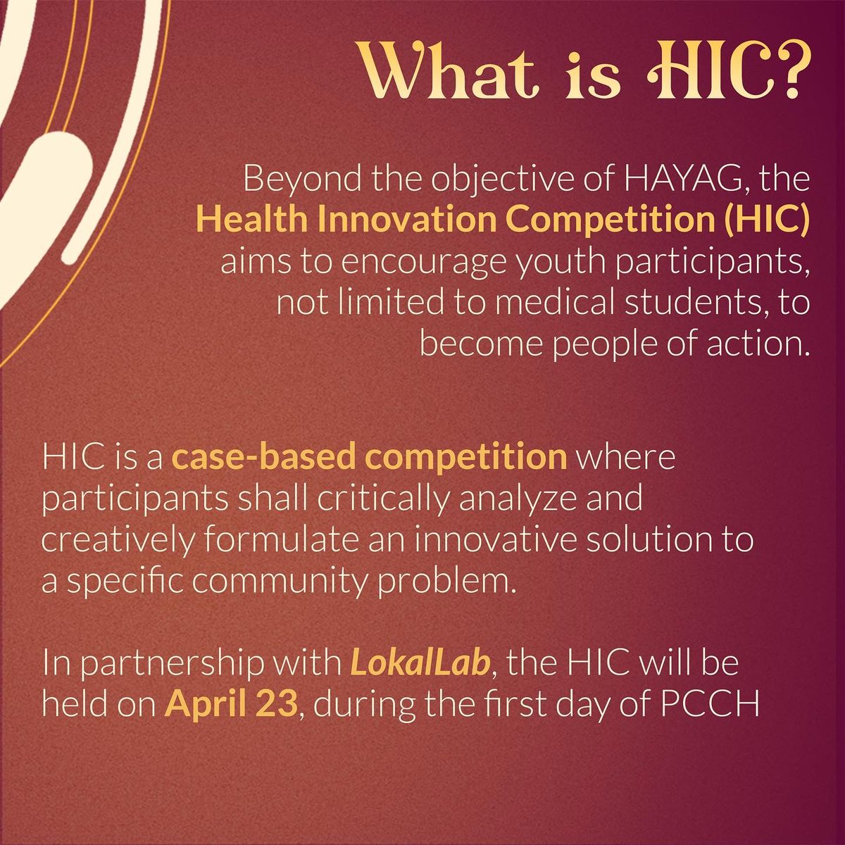 PCCH2022's tweet photo. Calling on our creative and analytical Filipino youth, from medical and non-medical schools alike, now’s your chance to make your mark! 📑📊🧠

Refer to the guidelines for more details: https://t.co/KaT4OimU8K

Register here: https://t.co/3VxjrAY5Ma https://t.co/ZdCPo9pcyk