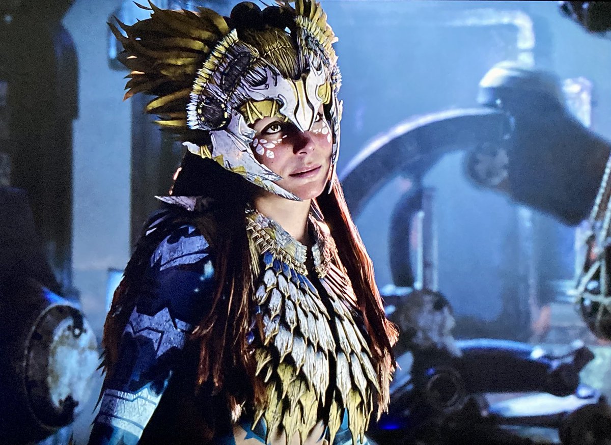 Frostfinger's tweet photo. Trying to romance Kotallo by wearing his colors (and looking cute). #HorizonForbbidenWest https://t.co/0W2w3awLxj