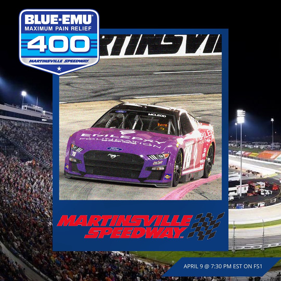 teamlivefast's tweet photo. It’s going down tomorrow night @ the 📎 @MartinsvilleSwy 

Catch the #BlueEmuMaximumpainrelief400 Saturday, April 9, at 7:30 PM on @FS1 to cheer on @bjmcleod78 in the @EpilepsyFdn No. 78 🙌🏼

#LiveFastNation #GetLoudForMcLeod #Epilepsy #EndEpilepsy #MartinsvilleSpeedway https://t.co/2ibVj7YYOY