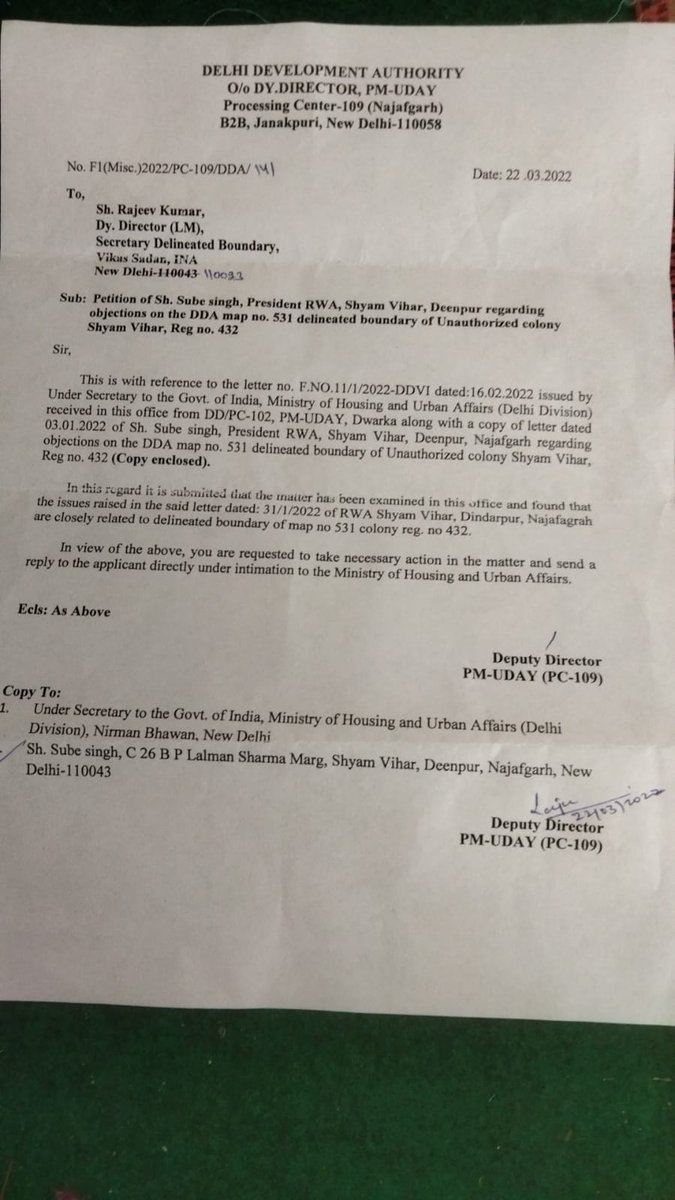 SDeenpur's tweet photo. @HardeepSPuri @official_dda @LtGovDelhi @p_sahibsingh  @pmudayofficial @MoHUA_India @PIB_MoHUA श्रीमान जी दिसंबर 2019 से हम यह चिट्ठियां लिख रहे हैं पर हमें इसका कोई जवाब नहीं मिल रहा है। कृपया दखल दे। @RwaShyam https://t.co/3tWBnAV2by