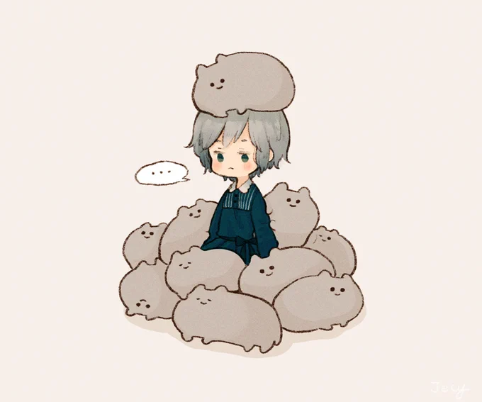 ねこもふが あつまってくる 