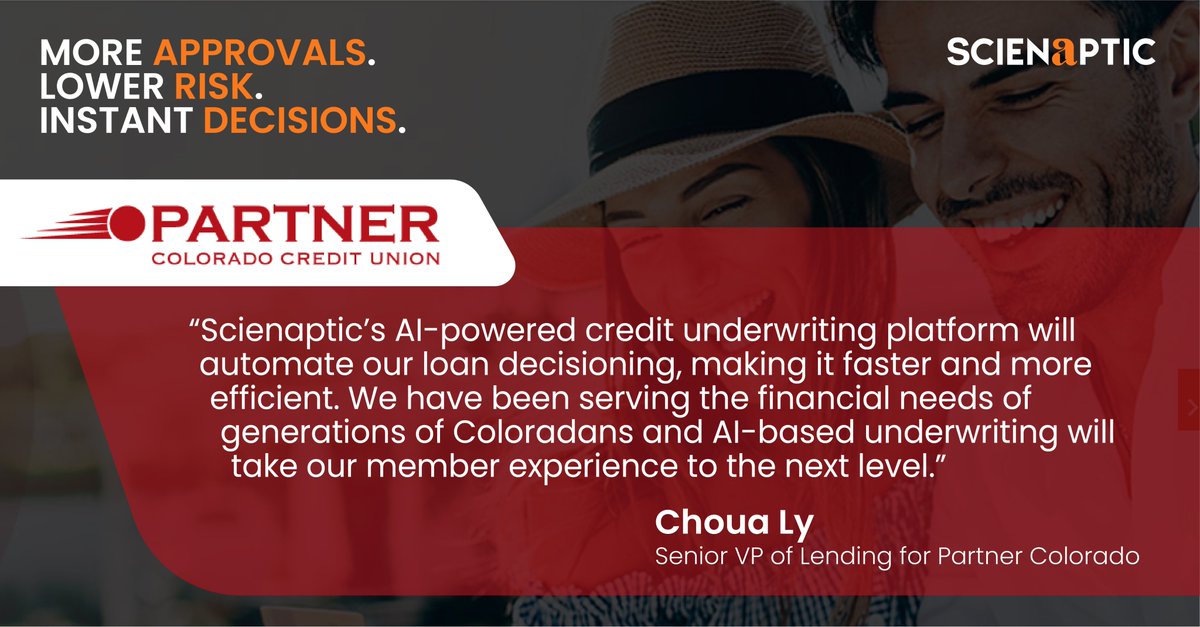 Scienaptic AI (@scienapticai) on Twitter photo We are pleased to announce that Partner Colorado Credit Union has selected Scienaptic AI's credit underwriting platform to automate and streamline their credit decisioning process. <a href="/partnercolorado/">Partner Colorado CU</a>
businesswire.com/news/home/2022… We are pleased to announce that Partner Colorado Credit Union has selected Scienaptic AI's credit underwriting platform to automate and streamline their credit decisioning process. <a href="/partnercolorado/">Partner Colorado CU</a>
businesswire.com/news/home/2022…