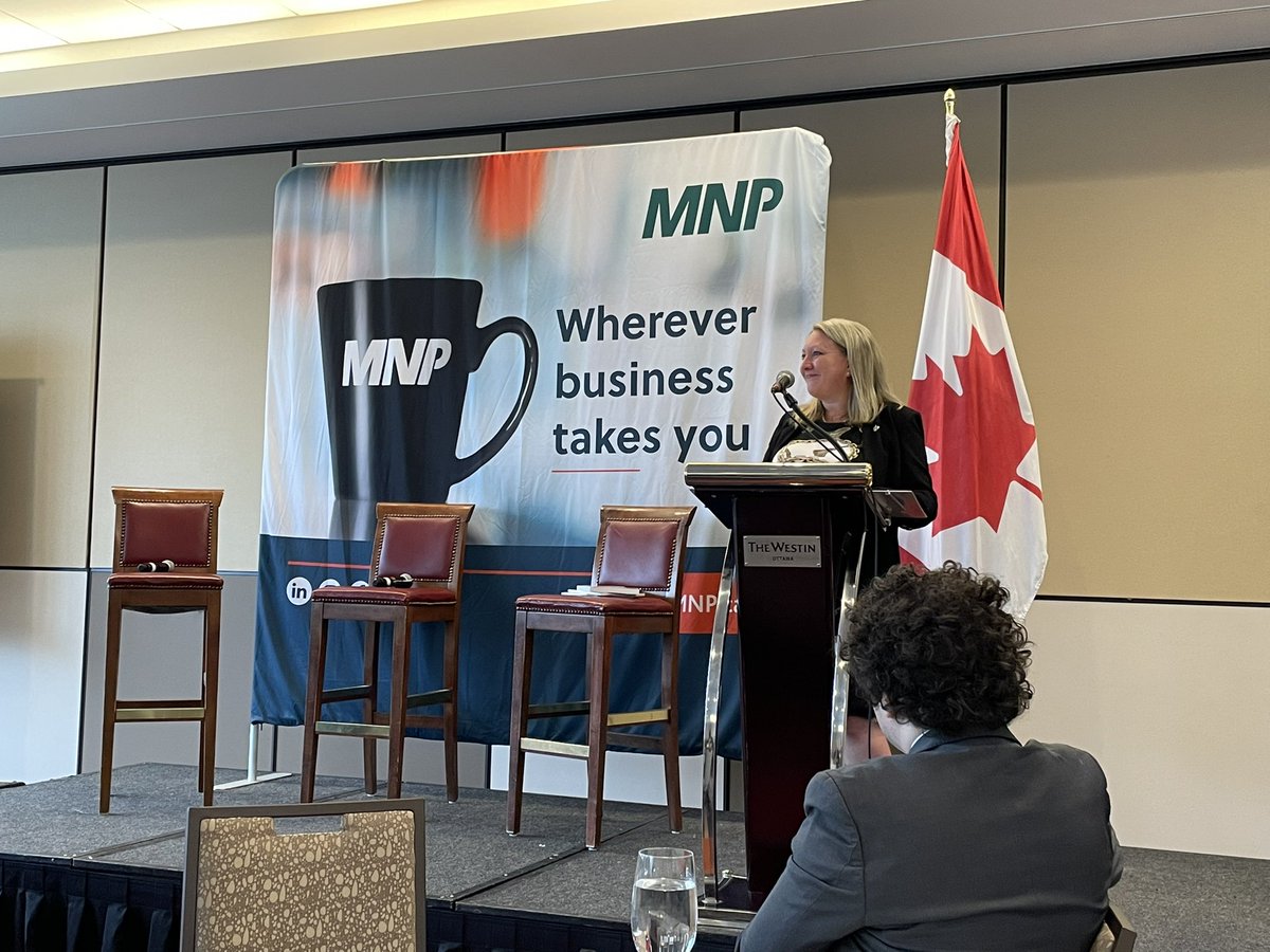 KylePLarkin's tweet photo. Great to hear from Minister @MonaFortier this morning at the #PostBudgetBreakfast with @ottawabot and @obj_news. #cdnpoli https://t.co/z0QFwk12Nn
