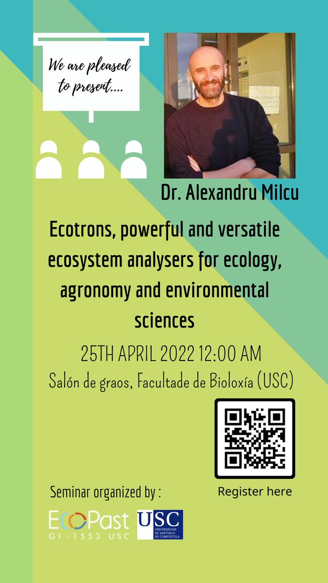 eco_past's tweet photo. We are pleased to announce this seminar that will he held on April 25th in the Faculty of Biology (USC), where @alex_milcu will talk about Ecotrons!! If you want to come use the qr for registering 🥰 https://t.co/cDZ56gDAH6