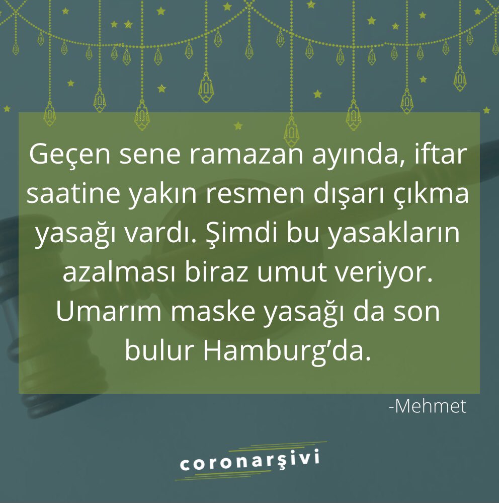 coronarsivi's tweet photo. Geçen sene Ramazan ayını bize #coronarsivi de hatırlatan Mehmet; dışarı çıkma yasağı, kalabalık birikememe yasağı vs. Şimdi bi tık azalan yasaklar, umut veriyor😇  
#Ramazan #RamadanMubarak https://t.co/AlZZAt33LD