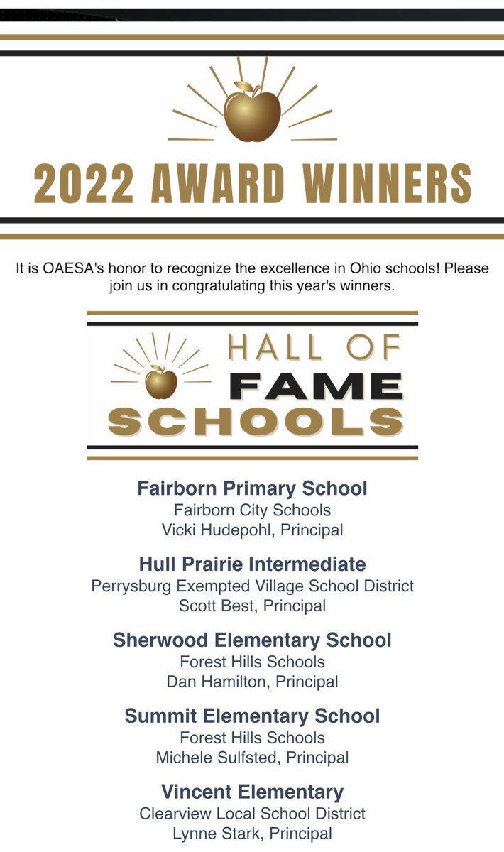 #JacketsInTheNews 🙌🏼🎉 HPI is honored as one of OAESA's Hall of Fame schools for 2022!! A prestigious  award, recognizing the excellence in Ohio schools!
