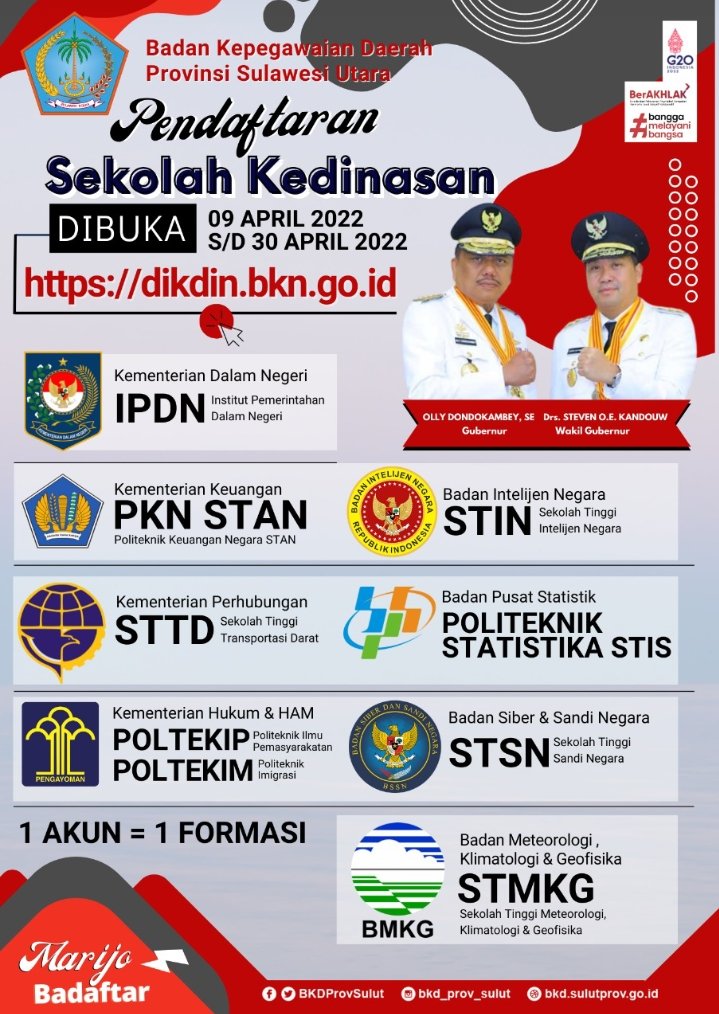 Dave_Daphe's tweet photo. Mari jo mendaftar Pendidikan Sekolah Kedinasan !!!
#sekolahkedinasan
#ipdn #pknstan #stin #stis #stsn #stmkg #sttd #poltekip #poltekim
#sulut https://t.co/NVQubN0h34