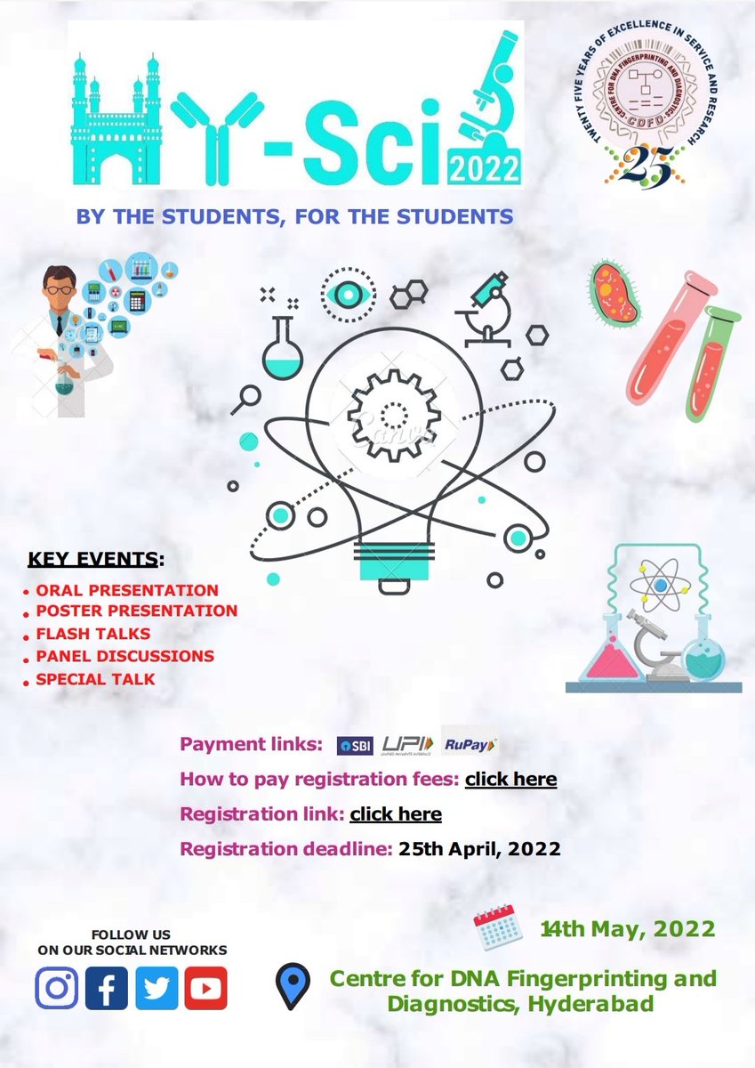 Heyyyy the registrations are open now! 
Grab the opportunity to networking, learning, presenting your work and learning from others..... 
Welcome to Hysci 2022....
Link below

cdfd.org.in/hysci2022/

Keep an eye for more updates