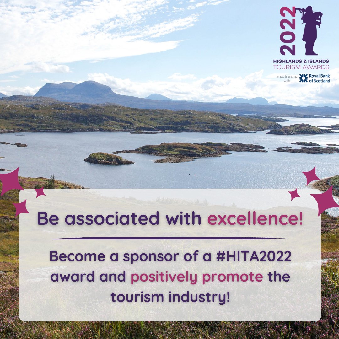 HIThistleAwards's tweet photo. ✨ Become associated with excellence by becoming a sponsor of the Highlands &amp; Islands Tourism Awards, in partnership with @RBSBusiness. Find out more at https://t.co/fzuGXdAGI5 #HITA2022 https://t.co/O6qcy5qFa5