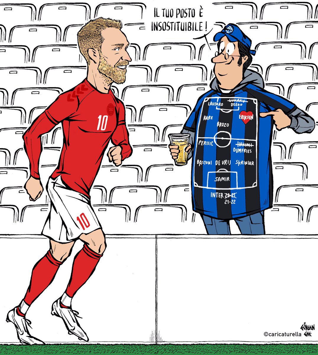 caricaturella's tweet photo. •Insostituibile! / •Your place is irreplaceable! #eriksen #christianeriksen #ce10 #ce21 #inter #danimarca #brentfordfc #seriea #figc #italia • https://t.co/QedFTDYAPP https://t.co/l8pEUfjbcf