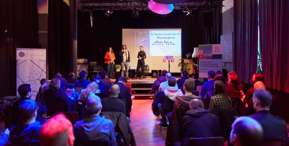 XRBB_eV's tweet photo. Absolut fantastisch! Unser gestriges Event „#3DSpatialAudio for #XR" war ein voller Erfolg - vielen Dank an alle Speaker, Besucher und Unterstützer!
@MusicTechDE @BerlinPartner @VRBB_1 @ZAUBARcompany @MediaApesGmbH #SpatialMediaLab https://t.co/OCPw58R6LN