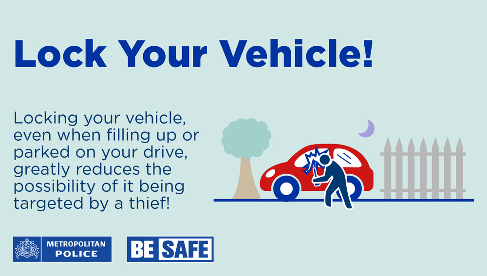MPSSouthRuislip's tweet photo. Make sure you keep your vehicle secure when you are not nearby! Do not leave items in your vehicle, don't provide thieves with an incentive! #LockYourVehicle #StayAlert #CrimePrevention2022 https://t.co/bdEcBOq11Y