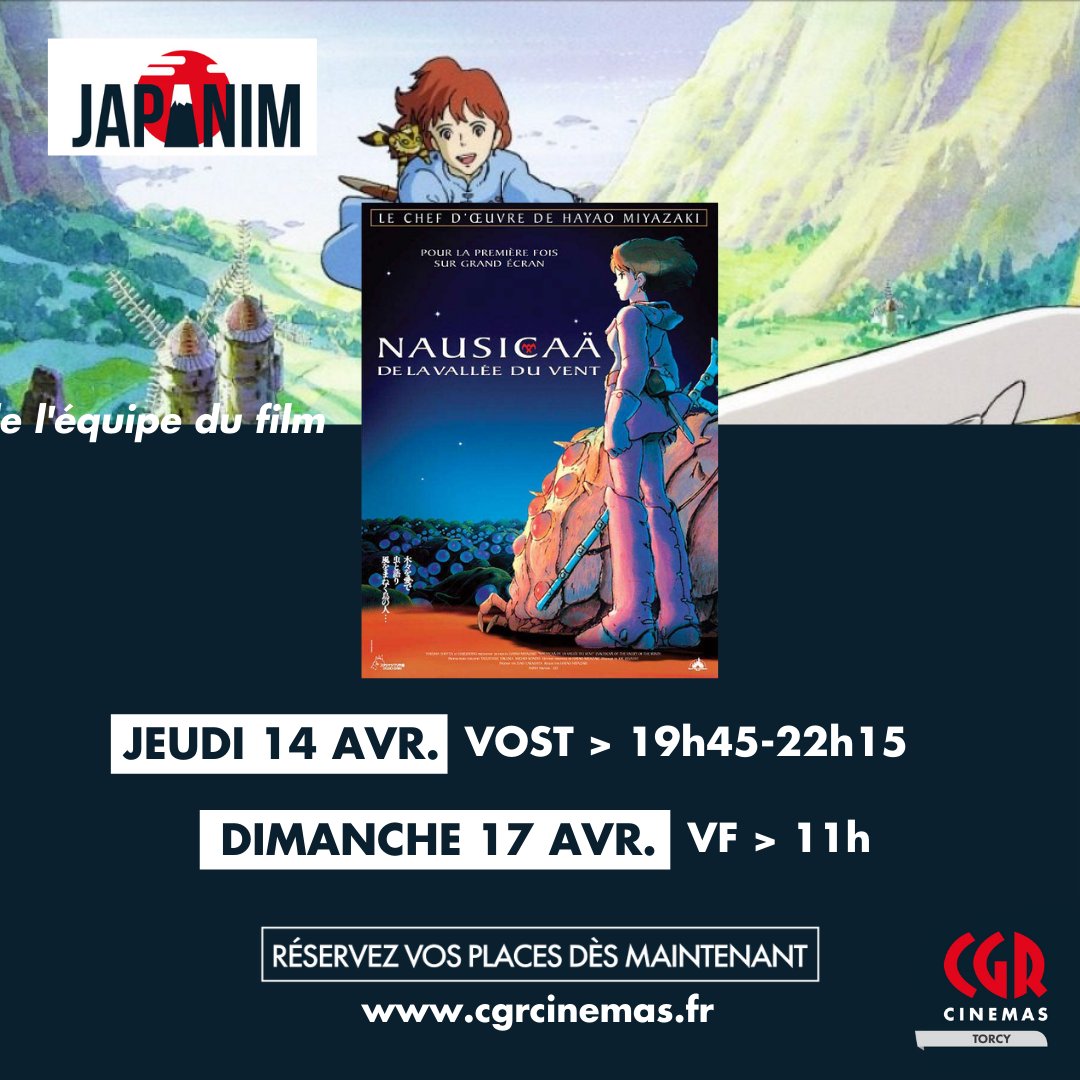 Tous les mois, Votre cinéma CGR vous propose de revivre les plus beaux animés japonais. ce mois ci, c'est HAYAO MIYASAKI et NAUSICAA DE LA VALLEE DU VENT qui nous accompagnera