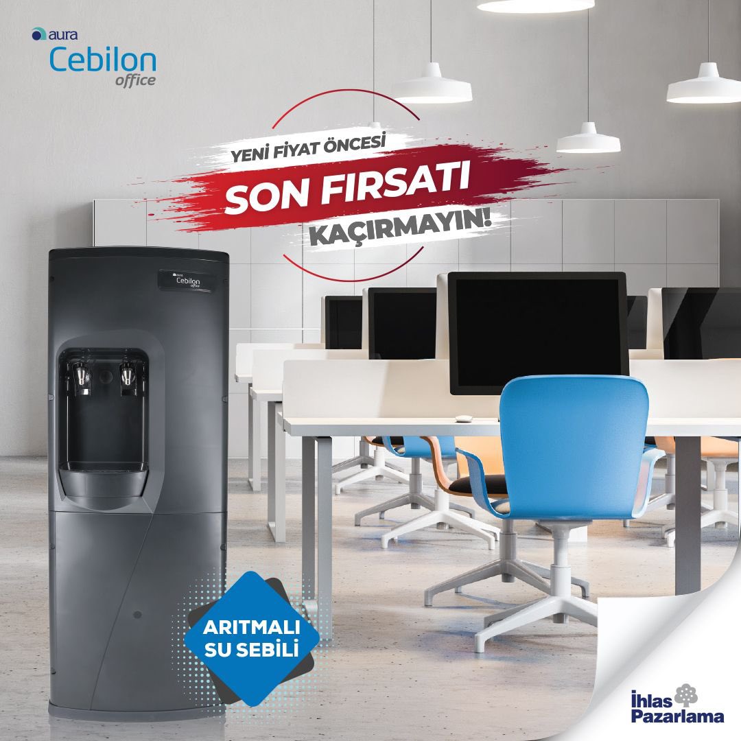 Ofisiniz için soğuk ve ılık su özelliği olan, hindistan cevizinden üretilen gümüş emdirilmiş karbon filtresine sahip Aura Cebilon Office Arıtmalı Su Sebili'ni tercih edin. 444 49 49 numaralı çağrı merkezimizi hemen arayın, ücretsiz keşif ve tanıtım randevunuzu oluşturun. #ofis