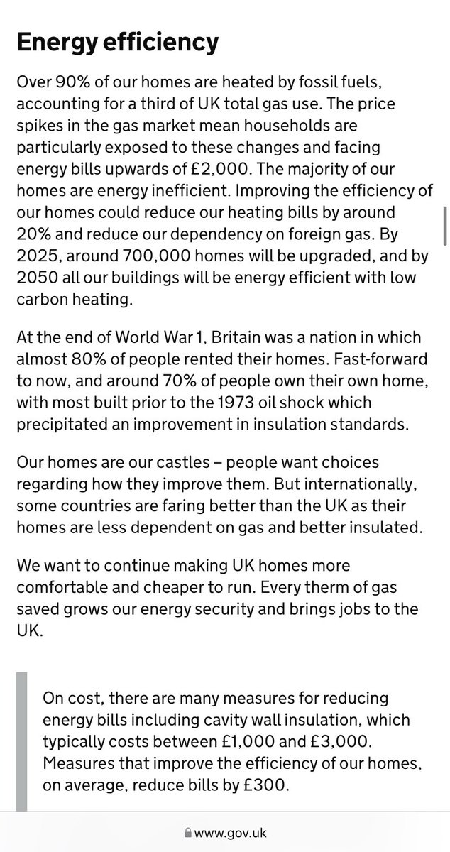 strictlyliable's tweet photo. @dpcarrington It’s untrue that there’s nothing in the #EnergyStrategy about efficiency: there’s a whole section with a number of measures including financial support for insulation. Is there any expert analysis of that? https://t.co/LJuflWp0kC