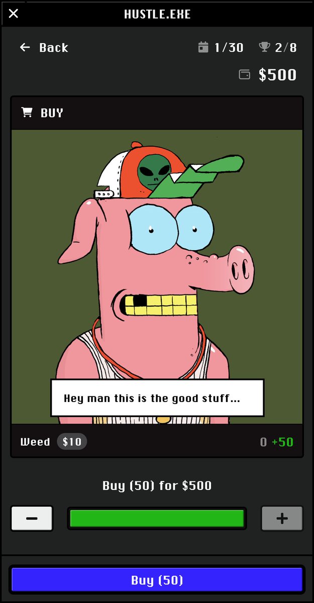 Dope Wars: Roll Your Own

A game of arbitrage, with an element of surprise.

Based on the TI-86 classic Drug Wars.

Code by <a href="/eth_worm/">perama.eth</a>, <a href="/tarrenceva/">tarrence ⛩️</a>, <a href="/jemiljulien/">Jemil Ezzet</a> 
Design by @click__save <a href="/facesOfEth/">unhinged faces</a> 
Built on <a href="/StarkWareLtd/">StarkWare (BTCFi arc)</a>