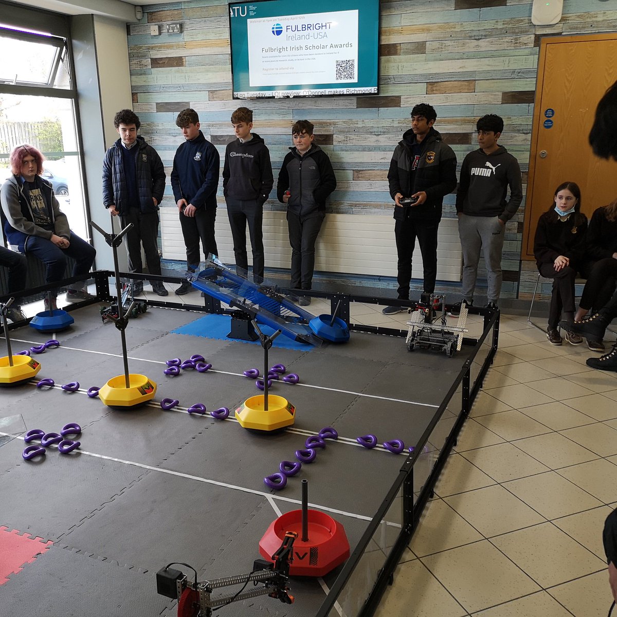 Eoin_CS's tweet photo. Brilliant day of fun at @LYITComputing competing in VEX robotics regional competition. Well done to our 2nd Year team making the final 🤖🤖 https://t.co/K7xoQIPKwb