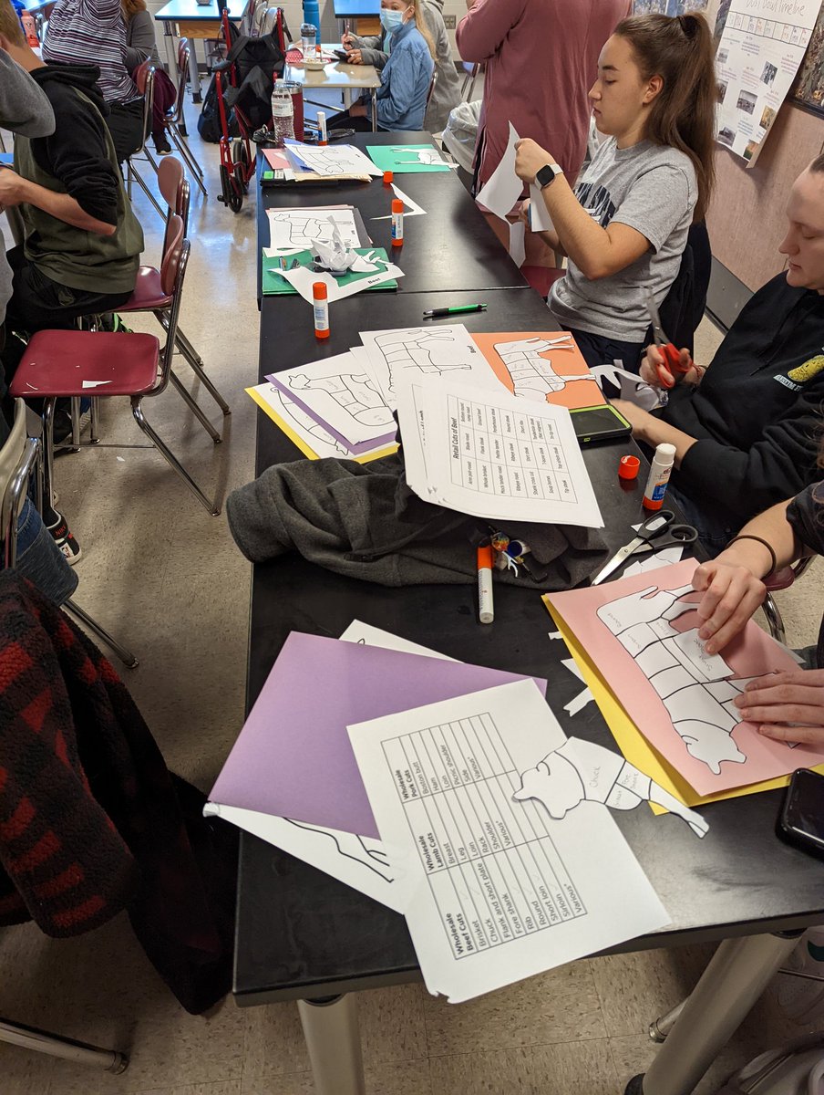 Students learning about wholesale and retail cuts in my food processing class! 🥓🐄🐖🐑🥩 #psuaged22