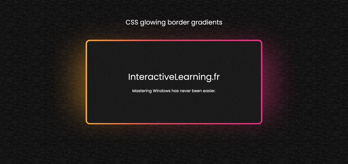 indie_CL's tweet image. This morning, I saw a beautiful @maybe screenshot with glowing gradient borders.

I tried to reproduce this border and insist on the light effect with css animations.

Steps below:

#cssGeek #css #web3