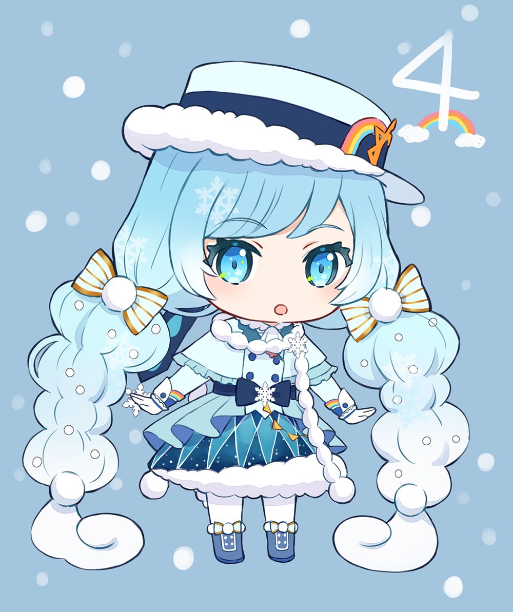 初音ミク ,雪ミク 「雪ミク最終候補4番お天気レポーターちゃん❄️
よろしければ1票いただけるとうれし」|アザカ　雪ミク最終候補３番🍚のイラスト