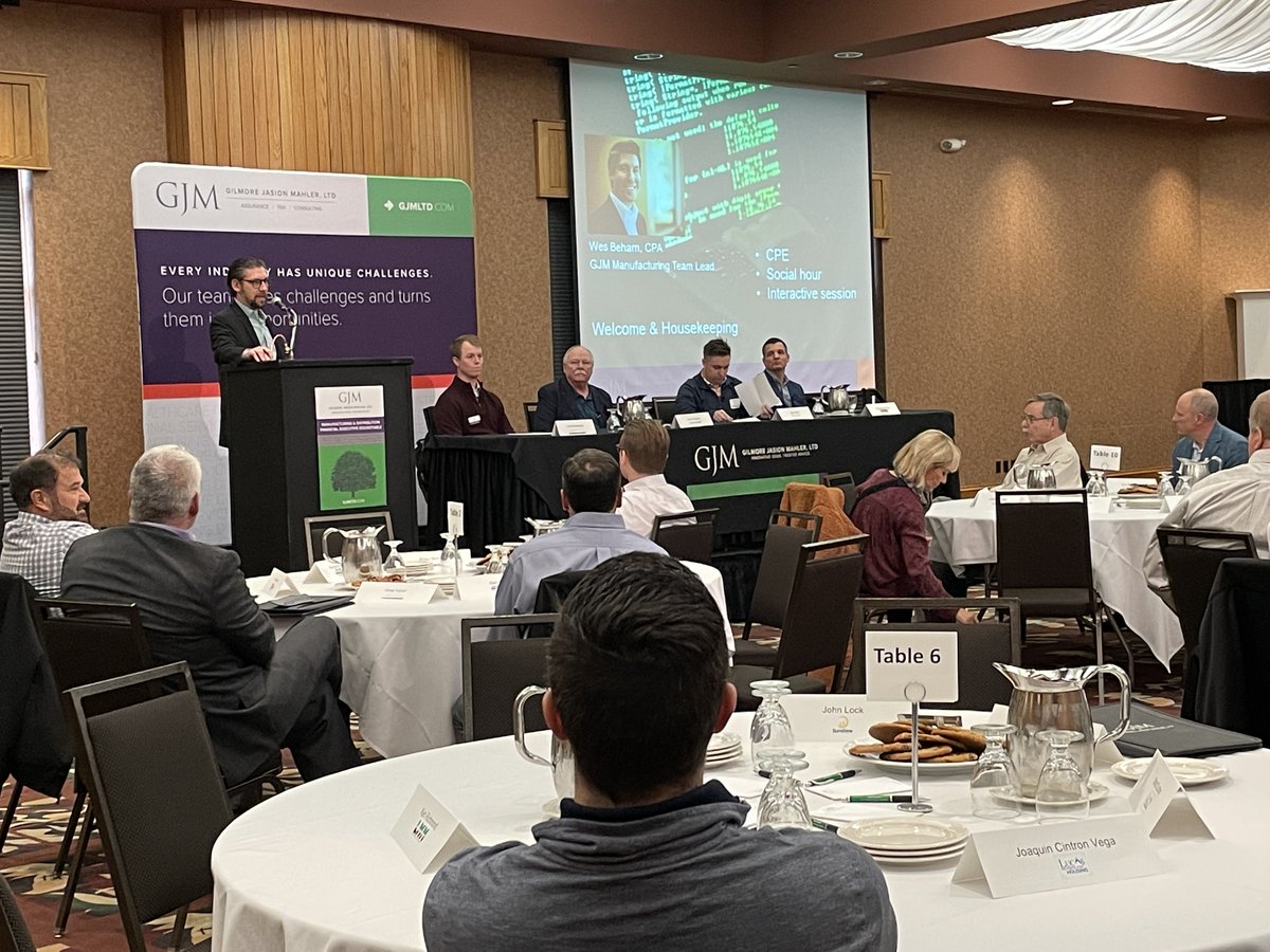 GJM_CPAs's tweet image. So nice to host our GJM Manufacturing Roundtable in person this week. Guest panelists offered valuable info on IT security for manufacturing businesses. #manufacturing #itsecuritybestpractices
