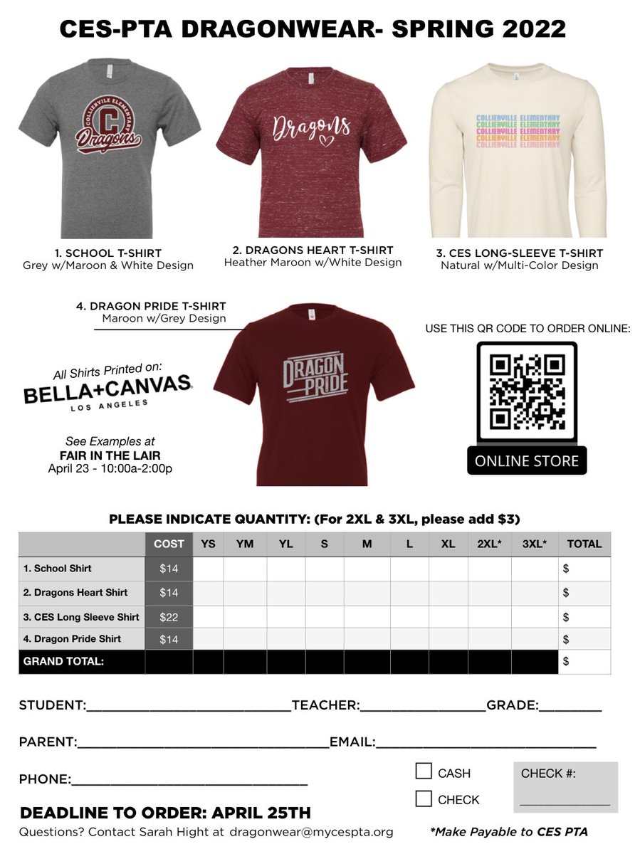 mycespta's tweet photo. We are now taking orders for spring Dragon Wear. Deadline for orders is April 25th. If you have any questions please contact Sarah Hight at dragonwear@mycespta.org

Order online here:
https://t.co/5QK3G4uMxG https://t.co/DE81PSYGKw