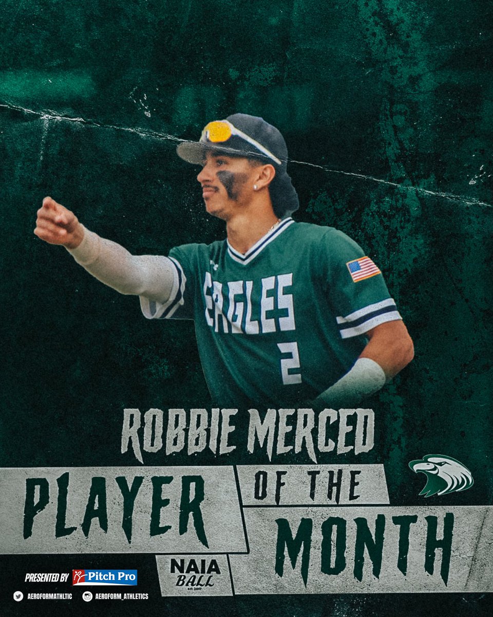 NAIABall's tweet photo. The NAIA Ball Player of the Month is Central Methodist (Mo.) SS Robbie Merced 

Merced is top five nationally in batting average, home runs, runs batted in, and total bases. He finished the month of April with 20 H, 20 R, 10 HR, and 29 RBIs

2022: .484, 40 R, 20 HR, 63 RBI https://t.co/LlxWcGKKQb