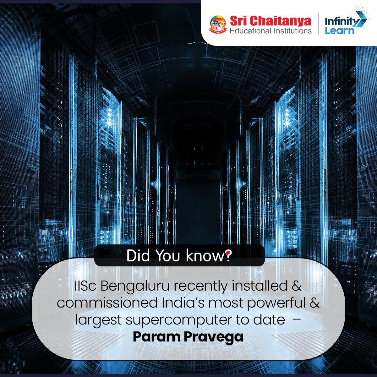 Sri_Chaitanya_'s tweet photo. The #ParamPravega has a computational capability of 3.3 petaflops. This supercomputer, research says can be used to analyse aircraft engines & hypersonic flight vehicles, and many other research activities. As a budding engineer how hyped are you for this?
#DidYouKnow #SCFacts https://t.co/Bs8N8lUgJ5