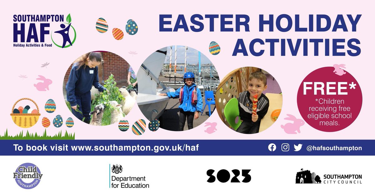 🚨Quick!! 3 more days until our Spring programme starts. Hurry, so you don’t miss out! 

To book, head to southampton.gov.uk/haf

#SOHAF #HAF2022 #ChildFriendlySouthampton