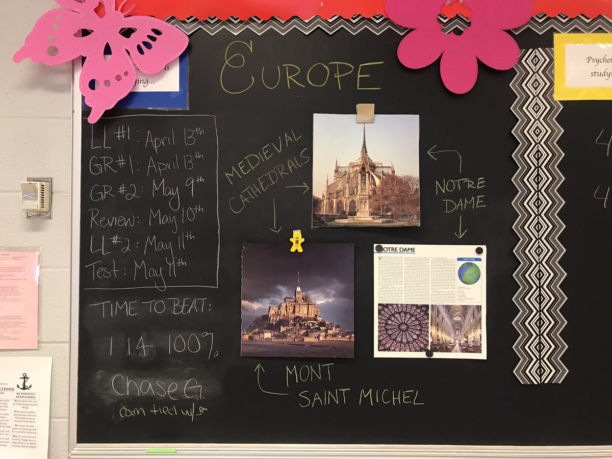 KimpelLillian's tweet photo. I love using bulletin boards for all different kinds of things in my classroom! On these ones, I have important dates, European landmarks, and a thankfulness activity. Keep working on that classroom environment 🤩 #gccedu #teachertwitter #studentteacher https://t.co/emDFEawAUZ