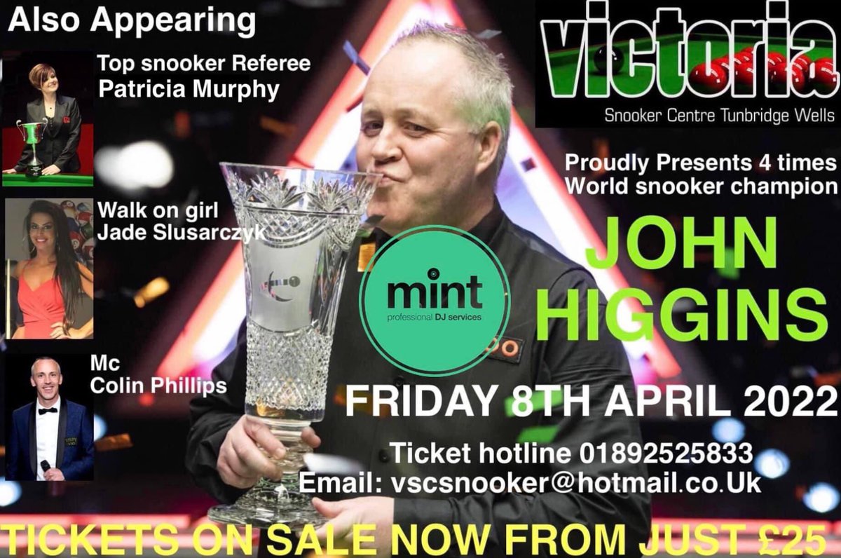 ✨ Pls ReTweet ✨

🎱 @john_higgins 🎱

@bert2016mar 
@078Colin
@Femaleref 

Msg for info/tickets🎱
Look forward to seeing you all there❤️

#Model #Presenter #WalkOnGirl #JadeSlusarczyk #JohnHiggins #ColinPhillips #Snooker #SnookerShootout #Pool #MosconiCup #Sports #CueSports