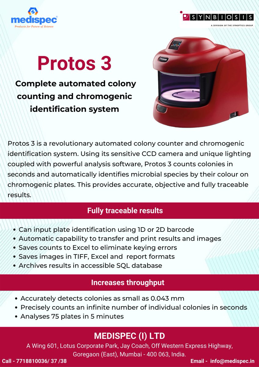 Protos 3 - Complete automated colony counting and chromogenic identification system