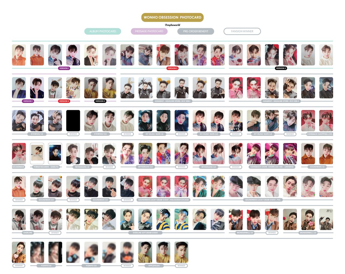 WONHO OBSESSION PHOTOCARD TEMPLATE 원호 옵세션 포카 리스트