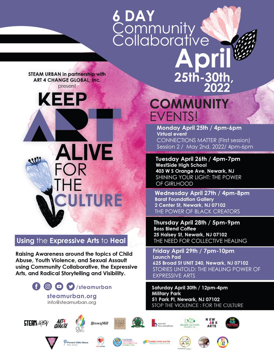 newark_arts's tweet photo. CALL FOR ARTISTS: STEAM URBAN in partnership with Art 4 Change Global, Inc. presents Keep Art Alive! For the Culture (April 25th-30th) 
“Using the Expressive Arts to Heal” 
Deadline: April 15th
https://t.co/u9C50LatUp
#NewarkArts https://t.co/S6Y6a9bJVo