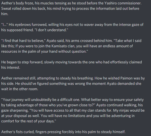 FlowerofFira's tweet photo. Do you guys remember my very first Ayatother snippet based off the song "My Little Songbird" from Hadestown?
Yeah I rewrote it and I like this one better.
TW: Possessive Behavior. Forced/Manipulated Marriage (ish)
#AyatoAether #Ayatother https://t.co/sCRFQVmUCv