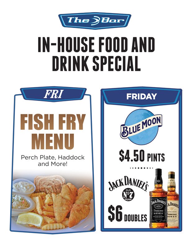 Happy Friday Fish Fry!!!
Stop in today for our delicious fish fry! Delivery &amp; pick up 11am- Midnight-Order online meetatthebar.com or Call 920-468-3566